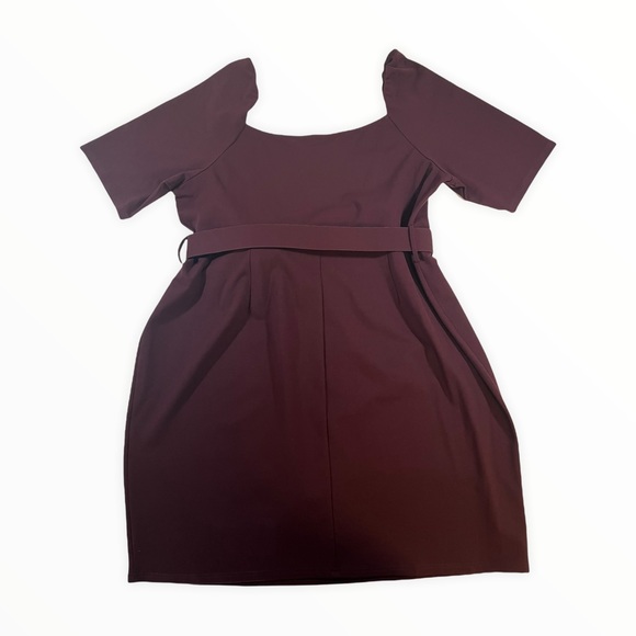 City Chic Maroon Square Neck Dress with Belt Size XXL - Picture 2 of 9